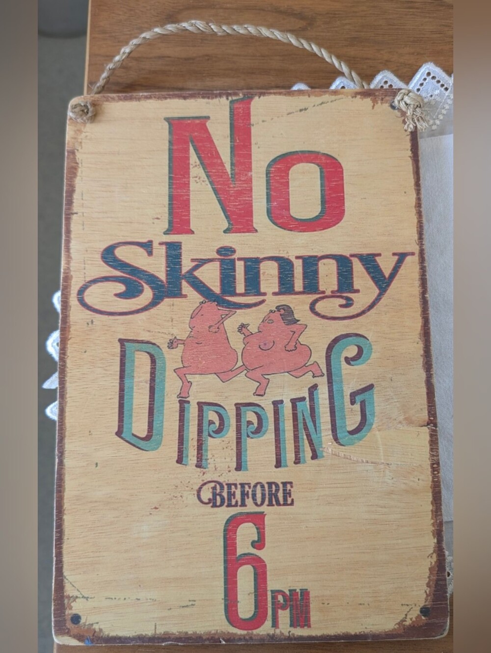 No Skinny Dipping Wood Wall Decor, Lake House Decor